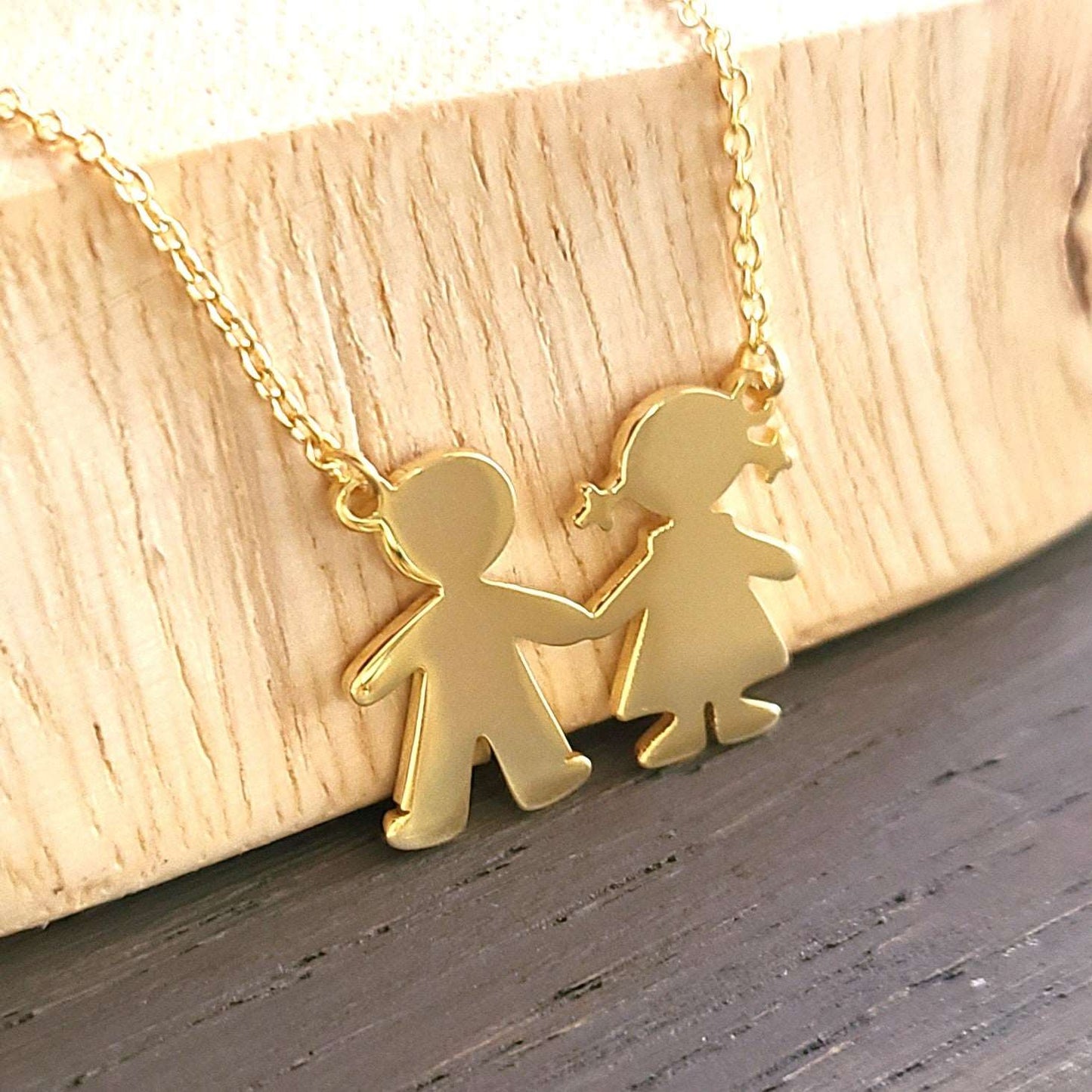 PyP JEWELERS Personalized Necklace for Mom with Boy and/or Girl Charm | Children and Chain made with solid High Quality 925 Sterling Silver | Available in Gold, Rose Gold and Silver.