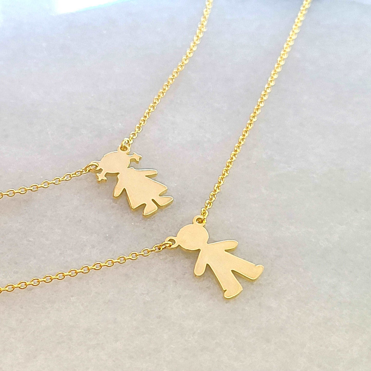 PyP JEWELERS Personalized Necklace for Mom with Boy and/or Girl Charm | Children and Chain made with solid High Quality 925 Sterling Silver | Available in Gold, Rose Gold and Silver.