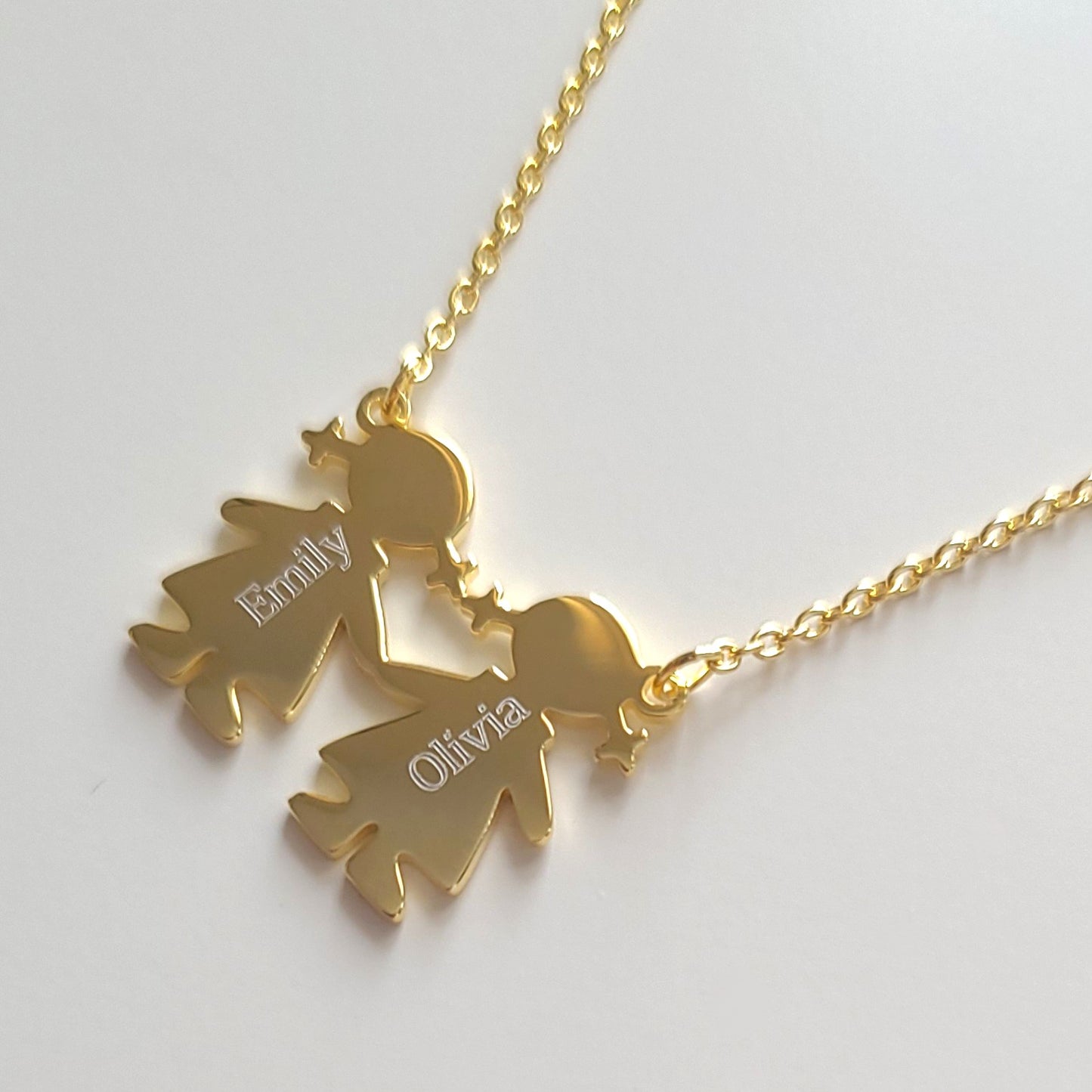 PyP JEWELERS Personalized Necklace for Mom with Boy and/or Girl Charm | Children and Chain made with solid High Quality 925 Sterling Silver | Available in Gold, Rose Gold and Silver.