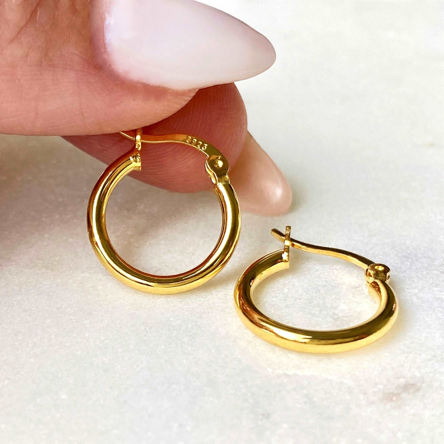 PyP JEWELERS Hoop Earrings S925 Sterling Silver, Gold and Rose Gold | Sold as a Pair 15mm, 20mm or 25mm Hoops