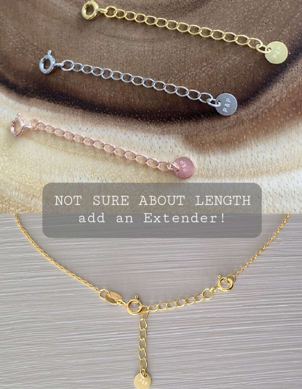 Removable 2 Inches Extenders for Necklace or Bracelet Silver, Gold and Rose Gold