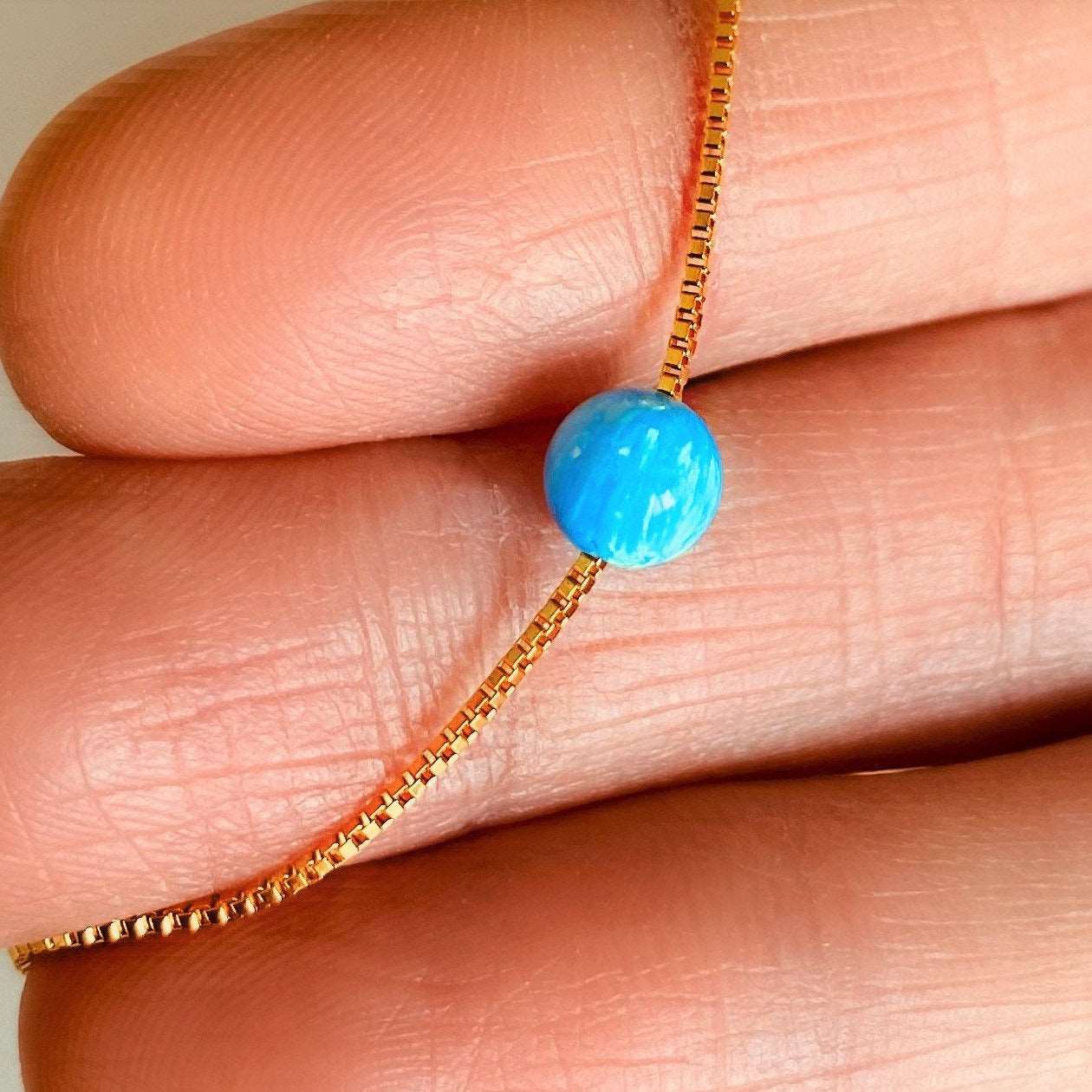 Opal Necklace for Women Girl, Sterling Silver Opal Bead Necklace, Dainty Opal Choker, White Opal Necklace, Opal Jewelry, Bridesmaid Gift