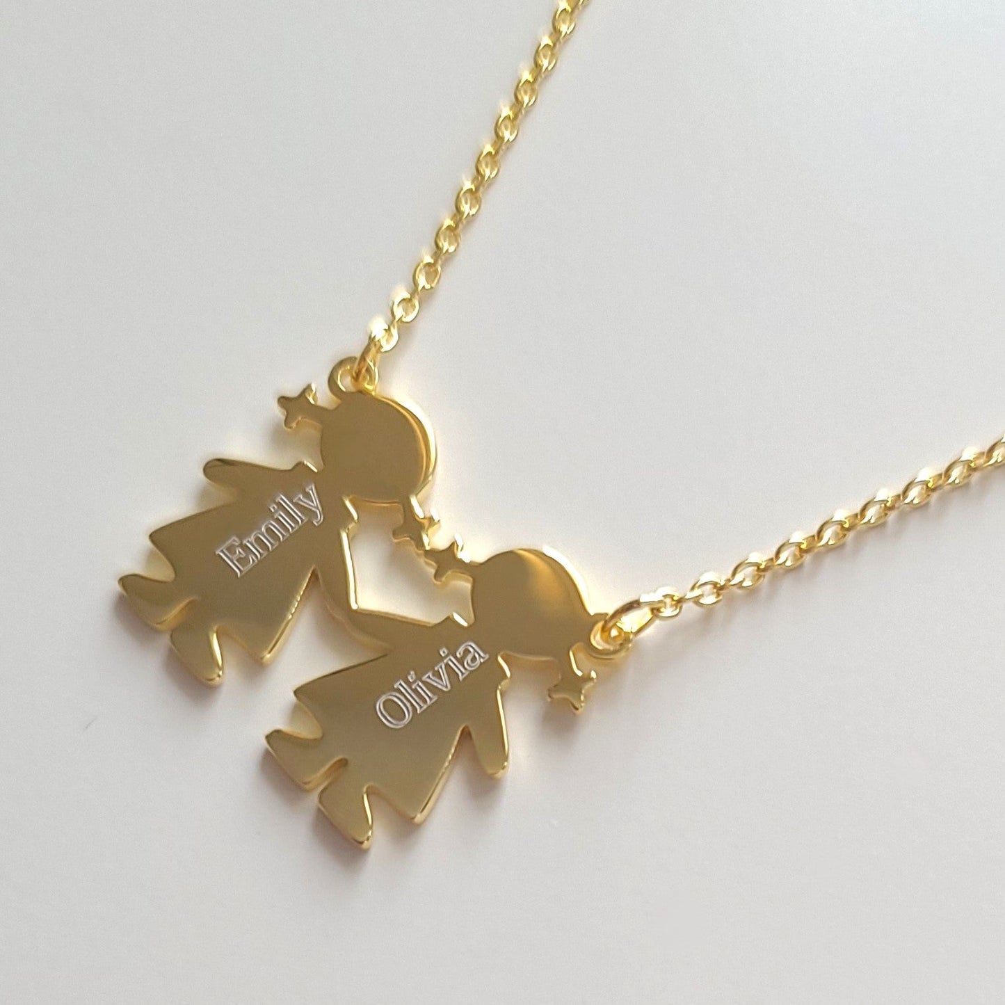PyP JEWELERS Personalized Necklace for Mom with Boy and/or Girl Charm | Children and Chain made with solid High Quality 925 Sterling Silver | Available in Gold, Rose Gold and Silver