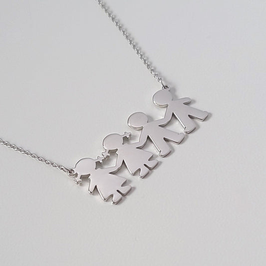 PyP JEWELERS Personalized Necklace for Mom with Boy and/or Girl Charm | Children and Chain made with solid High Quality 925 Sterling Silver | Available in Gold, Rose Gold and Silver