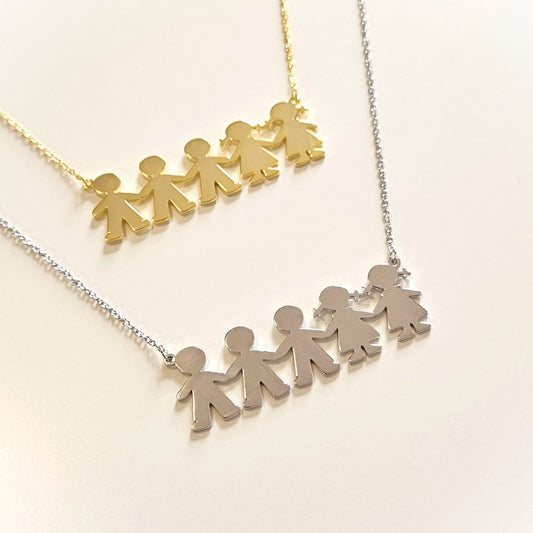 PyP JEWELERS Personalized Necklace for Mom with Boy and/or Girl Charm | Children and Chain made with solid High Quality 925 Sterling Silver | Available in Gold, Rose Gold and Silver