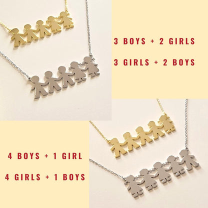 PyP JEWELERS Personalized Necklace for Mom with Boy and/or Girl Charm | Children and Chain made with solid High Quality 925 Sterling Silver | Available in Gold, Rose Gold and Silver