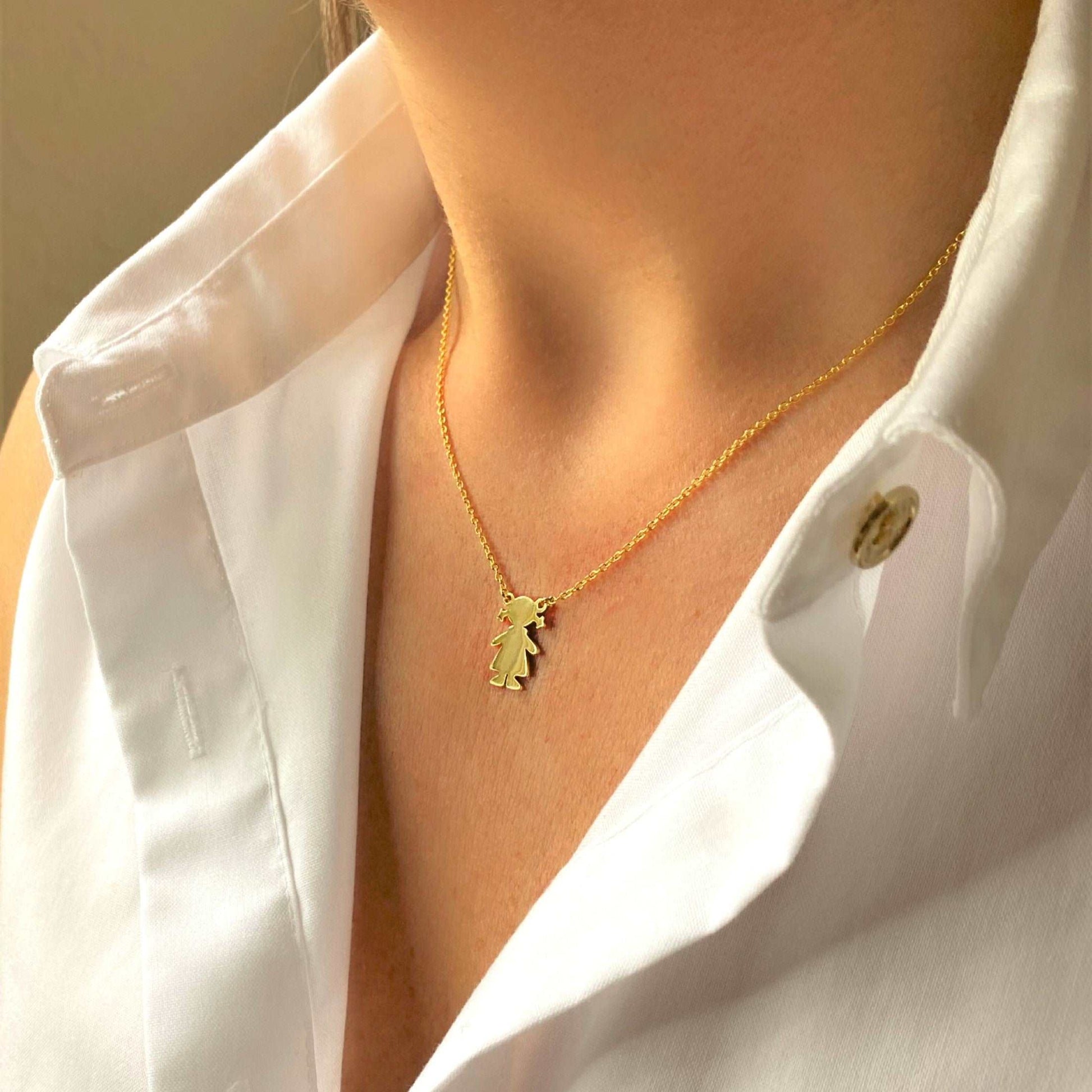 PyP JEWELERS Personalized Necklace for Mom with Boy and/or Girl Charm | Children and Chain made with solid High Quality 925 Sterling Silver | Available in Gold, Rose Gold and Silver