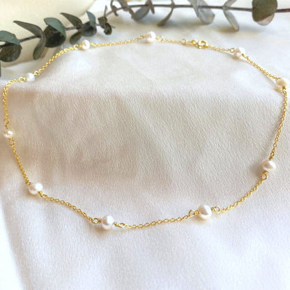 10 Freshwater Pearl Necklace for Woman with gold cable chain