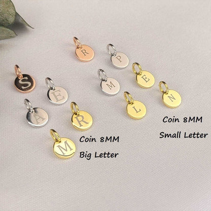 Personalized 8mm Coin with Initial Letter - Silver, Gold and Rose Gold