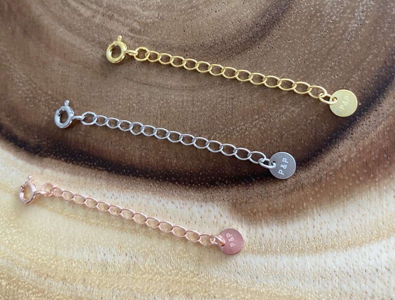 Add On a Necklace or a Bracelet Extender, Removable Extender, 2" Extender, Adjustable, Gold plated, 925 Sterling Silver, Rose Gold plated