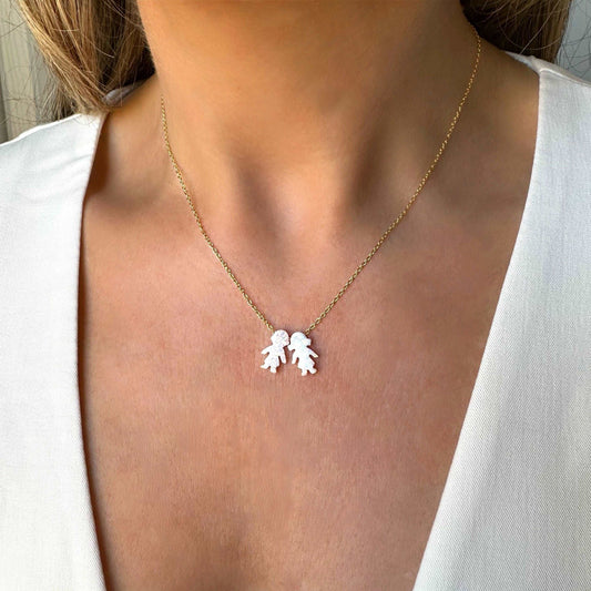 Necklace for Mom, Boy and Girl Opal Necklace, Opal Kids Charm Necklace, New Mom Grandma Grandmother Necklace, Baby Shower Gift, Mothers Day